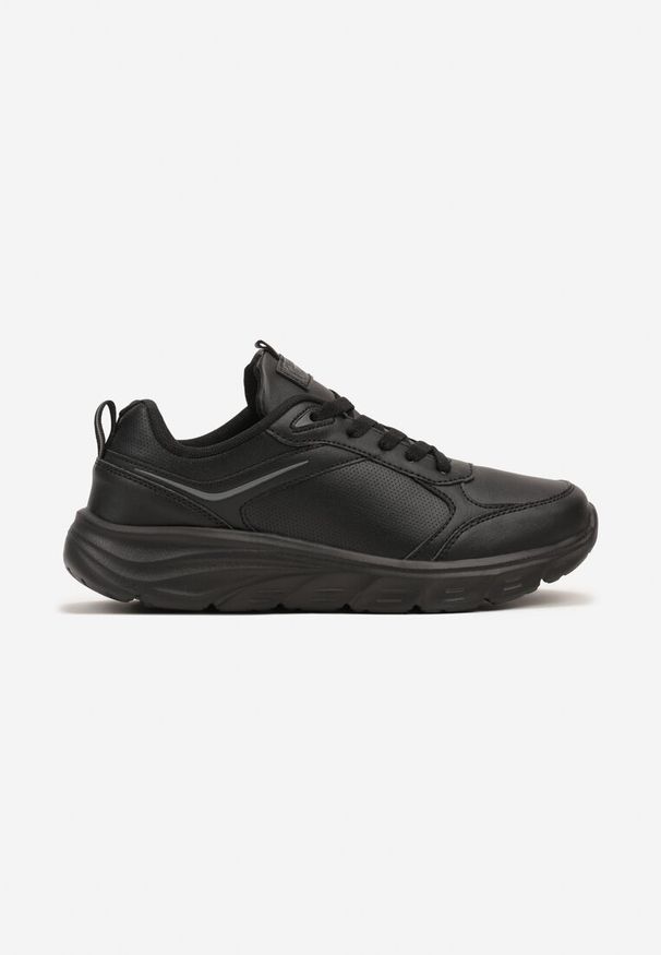 Born2be - Czarne Klasyczne Płaskie Buty Sportowe Sneakersy z Tłoczoną Podeszwą Velandria. Okazja: na co dzień. Kolor: czarny. Materiał: jeans, bawełna. Szerokość cholewki: normalna