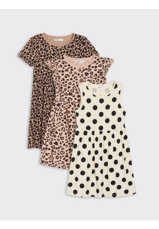 Sinsay - Bawełniane sukienki dresowe 3 pack - wielobarwny. Materiał: bawełna, dresówka