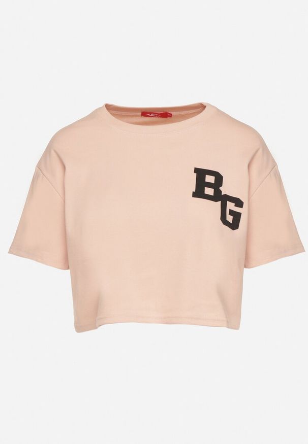 Born2be - Ciemnoróżowy Bawełniany T-shirt Oversize o Krótkim Kroju Zariona. Okazja: na co dzień. Kolor: różowy. Materiał: bawełna. Długość: krótkie. Wzór: aplikacja. Styl: klasyczny, elegancki, casual