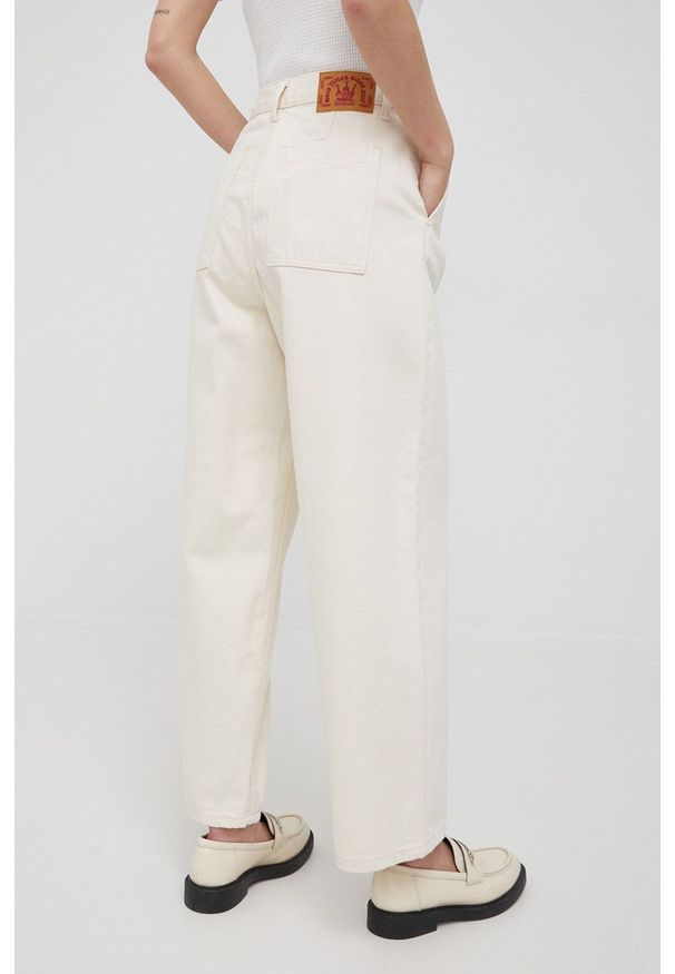 Dr. Denim jeansy damskie high waist. Stan: podwyższony. Kolor: beżowy
