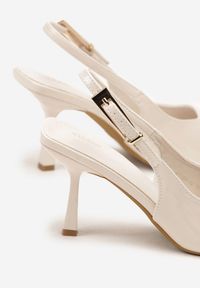 Renee - Beżowe Sandały Lakierowane na Szpilce Vices Typu Slingback Tilazea. Zapięcie: sprzączka. Kolor: beżowy. Materiał: lakier. Obcas: na szpilce. Styl: wizytowy, elegancki #6