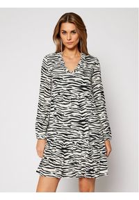 Pinko Sukienka codzienna Zebra 20202 PRR 1N133V 8495 Biały Regular Fit. Okazja: na co dzień. Kolor: biały. Materiał: wiskoza. Wzór: motyw zwierzęcy. Typ sukienki: proste. Styl: casual