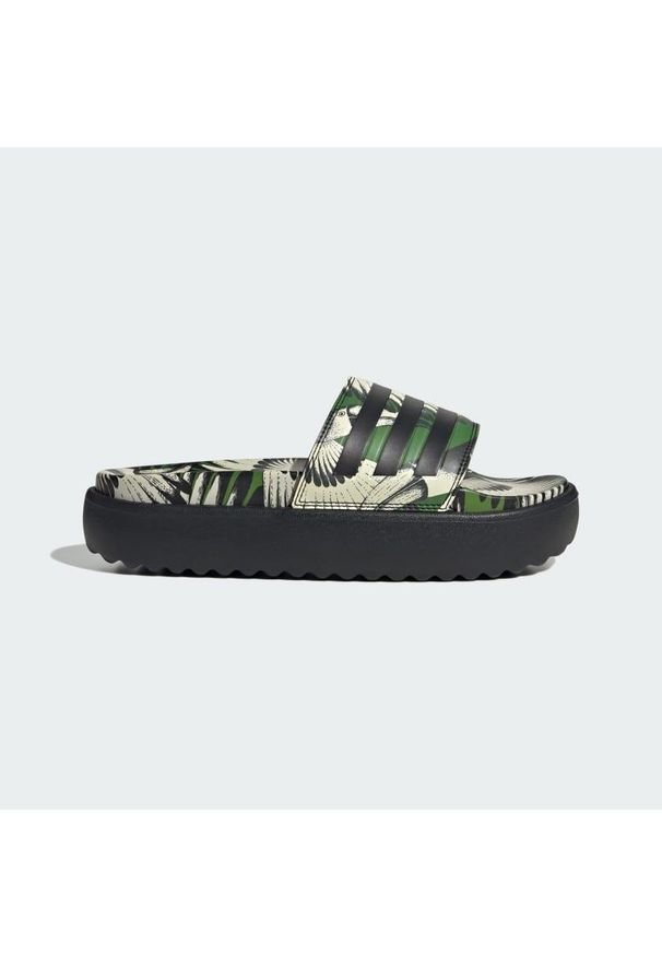 Adidas - Klapki Adilette Platform. Kolor: wielokolorowy, czarny, zielony. Obcas: na platformie