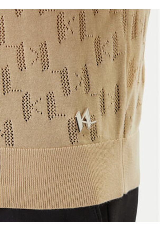 Karl Lagerfeld - KARL LAGERFELD Polo 655005 562301 Beżowy Slim Fit. Typ kołnierza: polo. Kolor: beżowy. Materiał: bawełna