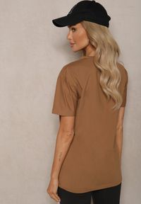 Renee - Brązowa Klasyczna Gładka Koszulka z Bawełny Detima. Kolor: brązowy. Materiał: bawełna. Wzór: gładki. Styl: klasyczny #5