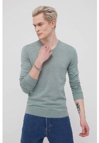 Tom Tailor sweter bawełniany męski kolor turkusowy. Kolor: turkusowy. Materiał: bawełna. Długość rękawa: długi rękaw. Długość: długie #2