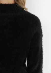 Born2be - Czarny Sweter Wełniany Holding On. Kolor: czarny. Materiał: wełna. Długość rękawa: długi rękaw. Długość: długie. Wzór: prążki #5