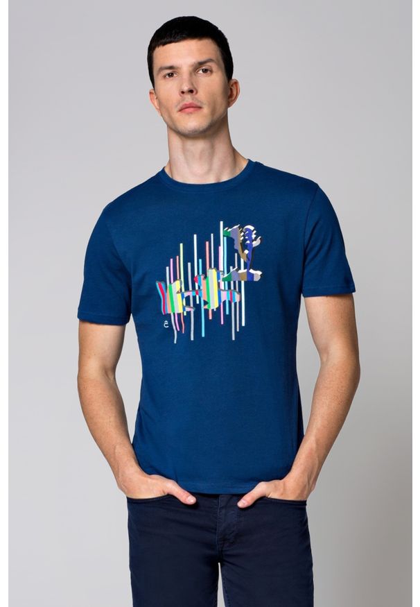 Lancerto - Koszulka Niebieska Jerry. Kolor: niebieski. Materiał: jersey, dzianina, bawełna, materiał. Wzór: kolorowy, aplikacja, nadruk. Styl: klasyczny