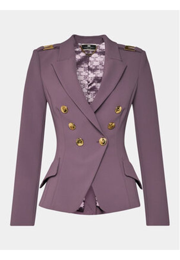Elisabetta Franchi Marynarka GI-061-36E3-V600 Fioletowy Slim Fit. Kolor: fioletowy. Materiał: syntetyk