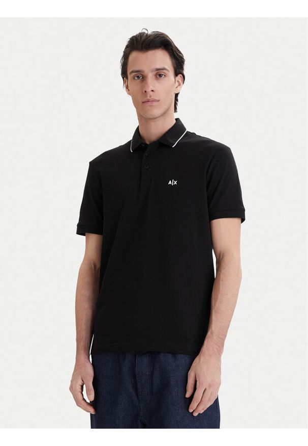 Armani Exchange Polo XM001289 AF10363 UC001 Czarny Regular Fit. Typ kołnierza: polo. Kolor: czarny. Materiał: bawełna