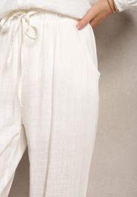 Renee - Białe Proste Spodnie Bawełniane z Gumką w Pasie Xisela. Kolor: biały. Materiał: bawełna. Sezon: lato #4