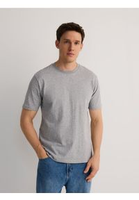 Reserved - Bawełniany t-shirt regular fit - jasnoszary. Kolor: szary. Materiał: bawełna #1