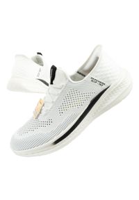skechers - Buty sportowe SLIP-INS męskie Skechers Slade Quinto. Kolor: biały. Materiał: materiał. Szerokość cholewki: normalna