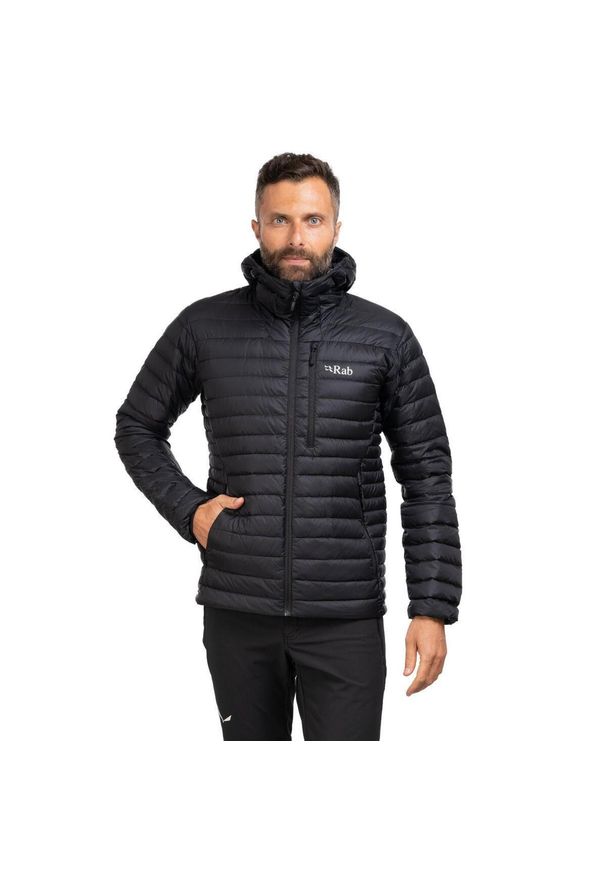 Kurtka puchowa męska Rab Microlight Alpine Jacket z kapturem. Typ kołnierza: kaptur. Kolor: czarny. Materiał: puch