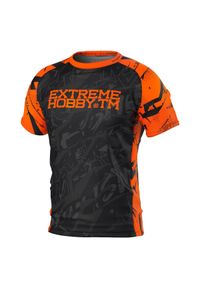 Koszulka Sportowa męska na siłownię EXTREME HOBBY NEO BLOCK. Kolor: pomarańczowy. Materiał: poliester, elastan. Długość rękawa: krótki rękaw. Długość: krótkie. Sport: fitness #1