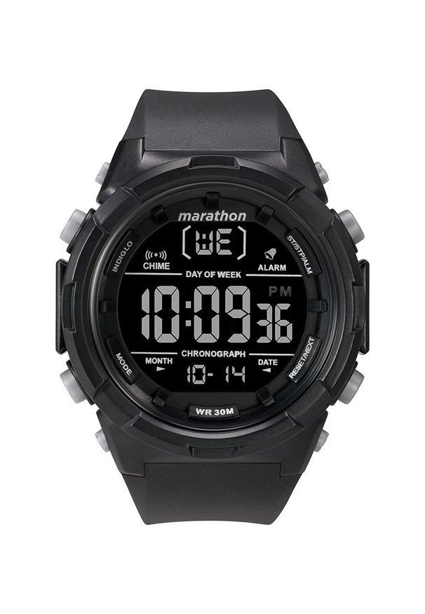 Timex zegarek TW5M22300 Marathon Digital męski kolor czarny. Rodzaj zegarka: cyfrowe. Kolor: czarny. Materiał: tworzywo sztuczne, materiał, koronka