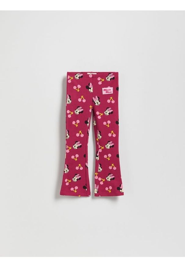 Reserved - Legginsy Minnie Mouse - bordowy. Kolor: czerwony. Materiał: bawełna. Wzór: motyw z bajki