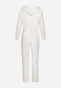Born2be - Biały Bawełniany Komplet Dresowy Bluza z Kapturem i Spodnie z Gumką Xerissta. Kolor: biały. Materiał: bawełna, dresówka #7