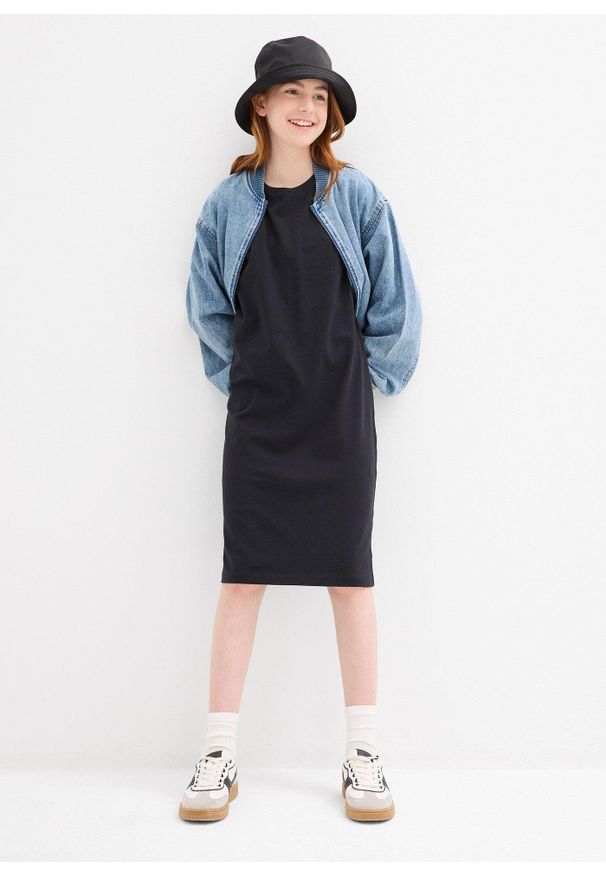 bonprix - Sukienka z dżerseju z elastycznej mieszanki bawełny organicznej (2-pak). Kolor: czarny. Materiał: jersey, bawełna. Długość rękawa: długi rękaw