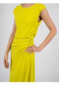 Patrizia Pepe Sukienka | 8A0941 J015 | Kobieta | Żółty. Kolor: żółty. Materiał: acetat, elastan, poliamid. Długość rękawa: krótki rękaw. Wzór: aplikacja. Typ sukienki: asymetryczne, dopasowane. Długość: mini #5