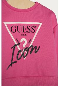 Guess - Bluza bawełniana dziecięca 92-122 cm. Okazja: na co dzień. Kolor: różowy. Materiał: bawełna. Wzór: nadruk. Styl: casual #2