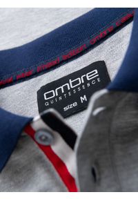 Ombre Clothing - Męska koszulka polo z kolorowymi akcentami – szary melanż V1 OM-POSS-0105 - XXL. Typ kołnierza: polo. Kolor: szary. Materiał: dzianina, bawełna. Wzór: melanż, kolorowy. Styl: klasyczny, sportowy, elegancki #10