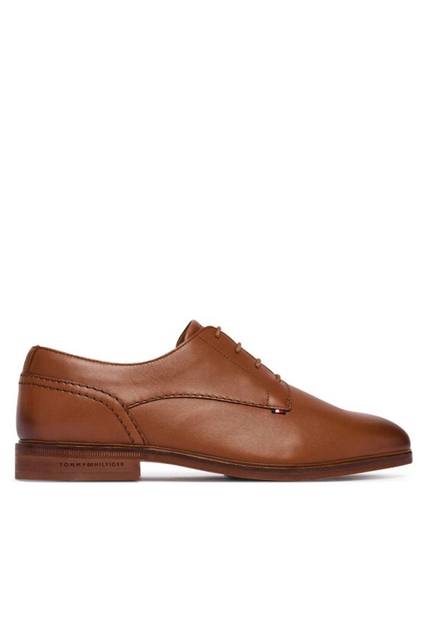 TOMMY HILFIGER - Tommy Hilfiger Półbuty Hilfiger Leather Dress Shoe FM0FM05777 Brązowy. Kolor: brązowy. Materiał: skóra
