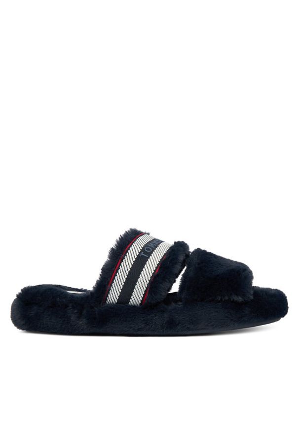 TOMMY HILFIGER - Tommy Hilfiger Kapcie Hilfiger Fur Slipper FW0FW08854 Granatowy. Kolor: niebieski. Materiał: materiał