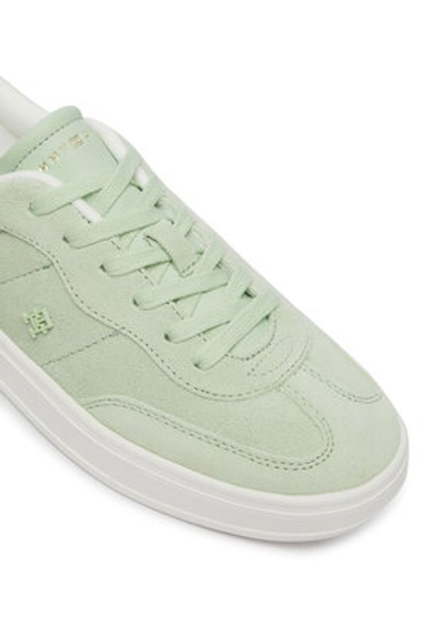 TOMMY HILFIGER - Tommy Hilfiger Sneakersy Th Heritage Monogram Sneaker FW0FW09180 Zielony. Kolor: zielony. Materiał: skóra, zamsz