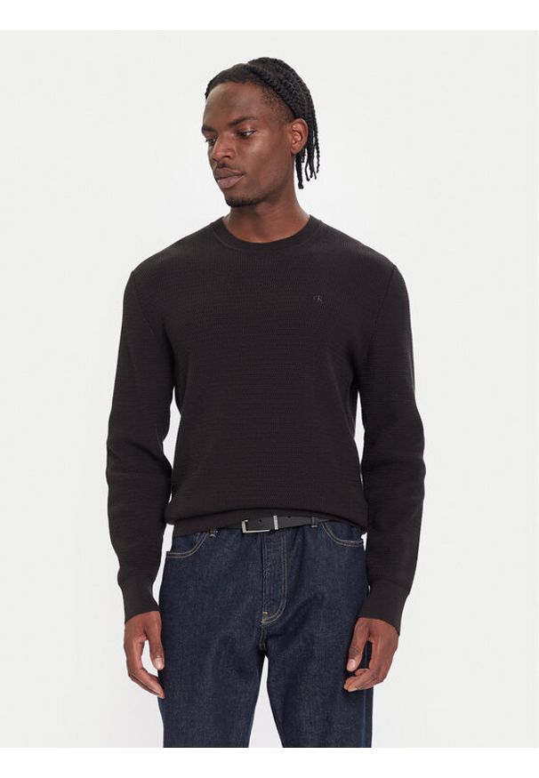 Calvin Klein Sweter LV04LB327G Czarny Regular Fit. Kolor: czarny. Materiał: bawełna