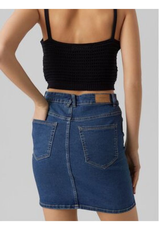 Vero Moda Spódnica jeansowa Luna 10279491 Niebieski Regular Fit. Kolor: niebieski. Materiał: bawełna