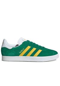 Adidas - Buty męskie adidas Gazelle HQ9187 - zielone. Okazja: na uczelnię. Zapięcie: pasek. Kolor: zielony. Materiał: zamsz, guma, skóra. Szerokość cholewki: normalna. Wzór: aplikacja, paski. Sezon: lato. Model: Adidas Gazelle #1
