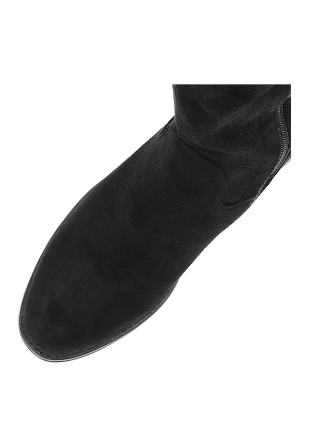 Czarne Kozaki S.Barski Eleganckie Obuwie Damskie. Okazja: na co dzień. Wysokość cholewki: przed kolano. Kolor: czarny. Materiał: skóra ekologiczna, materiał. Szerokość cholewki: normalna. Styl: elegancki