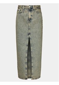 Calvin Klein Jeans Spódnica jeansowa Front Split Maxi Denim Skirt J20J222869 Niebieski Slim Fit. Kolor: niebieski. Materiał: bawełna #6