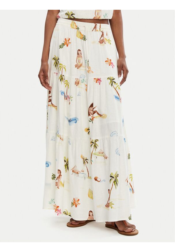 Seafolly Spódnica maxi Isla Palm 55397-SK Écru Regular Fit. Materiał: len, wiskoza