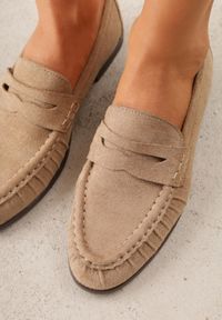 Born2be - Beżowe Marszczone Mokasyny VICES z Wkładką ze Skóry Naturalnej Nerihaneh. Okazja: na co dzień. Kolor: beżowy. Materiał: skóra. Obcas: na płaskiej podeszwie. Styl: casual, klasyczny, elegancki #2