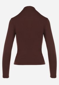 Born2be - Brązowa Wiskozowa Bluzka Połgolf Farriva. Okazja: na co dzień. Kolor: brązowy. Materiał: wiskoza. Styl: casual, elegancki #7
