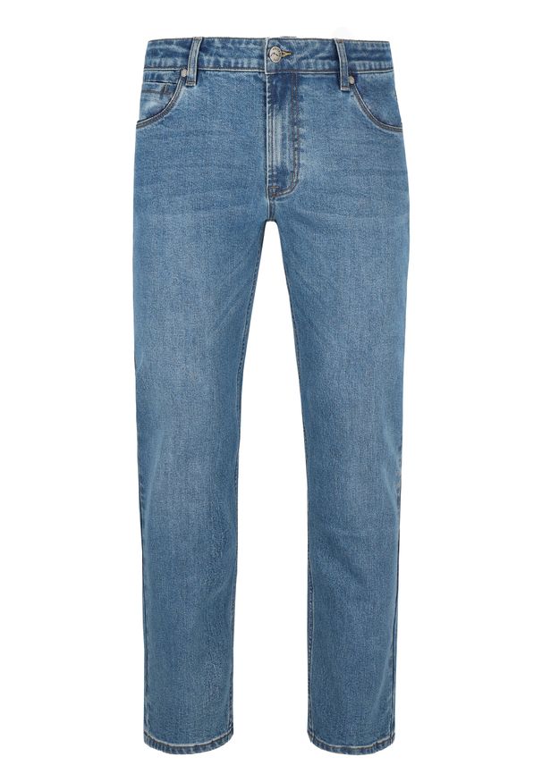 Volcano - Niebieskie jeansy, Straight Leg, D-LEON 57. Kolekcja: plus size. Kolor: niebieski