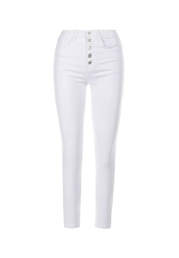 Born2be - Białe Spodnie Skinny Kyllienne. Stan: podwyższony. Kolor: biały. Długość: długie. Sezon: wiosna