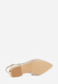 Born2be - Złote Sandały Ozdobione Plecionką Melorah. Okazja: na co dzień. Zapięcie: sprzączka. Kolor: złoty. Materiał: jeans. Wzór: aplikacja. Styl: casual, elegancki #8