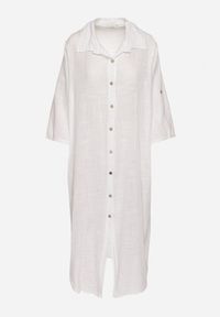 Born2be - Biała Koszulowa Sukienka z Bawełny z Kieszeniami Kolaris. Okazja: na co dzień. Typ kołnierza: kołnierzyk klasyczny. Kolor: biały. Materiał: bawełna. Typ sukienki: koszulowe. Styl: klasyczny, casual, elegancki #4