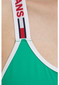 TOMMY HILFIGER - Tommy Hilfiger jednoczęściowy strój kąpielowy kolor zielony miękka miseczka. Kolor: zielony. Materiał: materiał #4