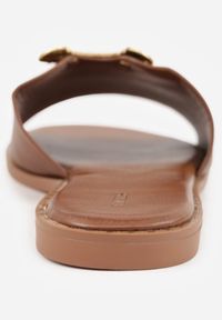 Born2be - Ciemnobrązowe Klapki VICES z Biżuteryjnym Detalem w Kształcie Łuku Himemelle. Okazja: na co dzień, do pracy. Kolor: brązowy. Materiał: jeans, len, koronka. Wzór: aplikacja. Styl: casual, klasyczny, elegancki #8