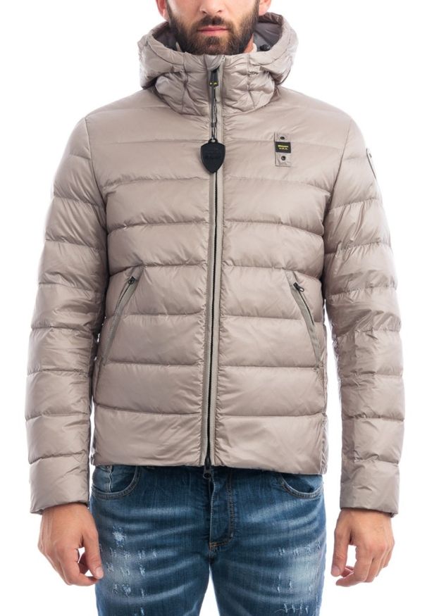 Blauer USA - BLAUER Szara kurtka męska Acton Short Jackets, Rozmiar L. Typ kołnierza: bez kaptura. Kolor: szary. Materiał: poliamid
