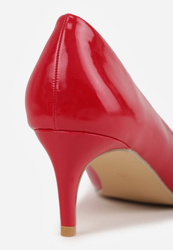 Renee - Czerwone Czółenka na Szpilce ze Skórzaną Wkładką Caronella. Okazja: na co dzień. Nosek buta: szpiczasty. Kolor: czerwony. Materiał: skóra. Obcas: na szpilce. Styl: casual, elegancki