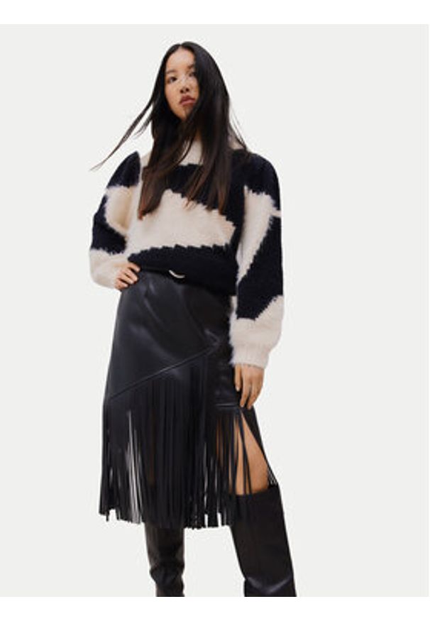 Vila Spódnica z imitacji skóry Pen 14100271 Czarny Regular Fit. Kolor: czarny. Materiał: skóra