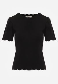 Born2be - Czarna Bluzka Dzianinowa z Krótkim Rękawem Bellalanie. Kolor: czarny. Materiał: dzianina. Długość rękawa: krótki rękaw. Długość: krótkie #6