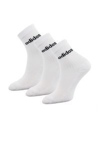 Adidas - Skarpetki adidas Half-Cushioned 3PP GE1381 - białe. Kolor: biały. Materiał: bawełna, poliester, elastan, materiał, nylon. Wzór: napisy, aplikacja