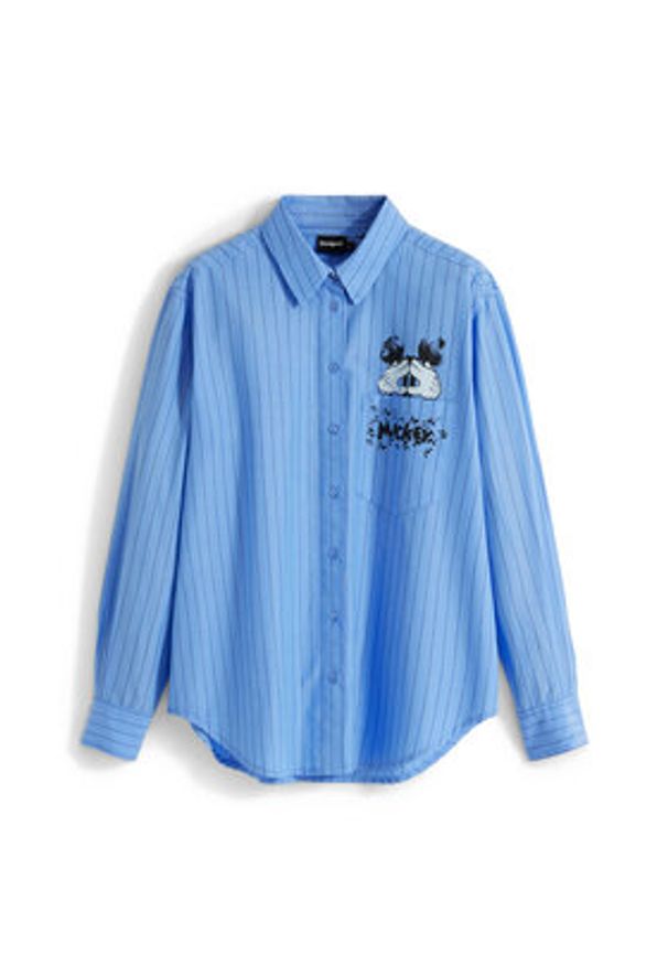 Desigual Koszula Mickey 25WWCW19 Niebieski Oversize. Kolor: niebieski. Materiał: bawełna