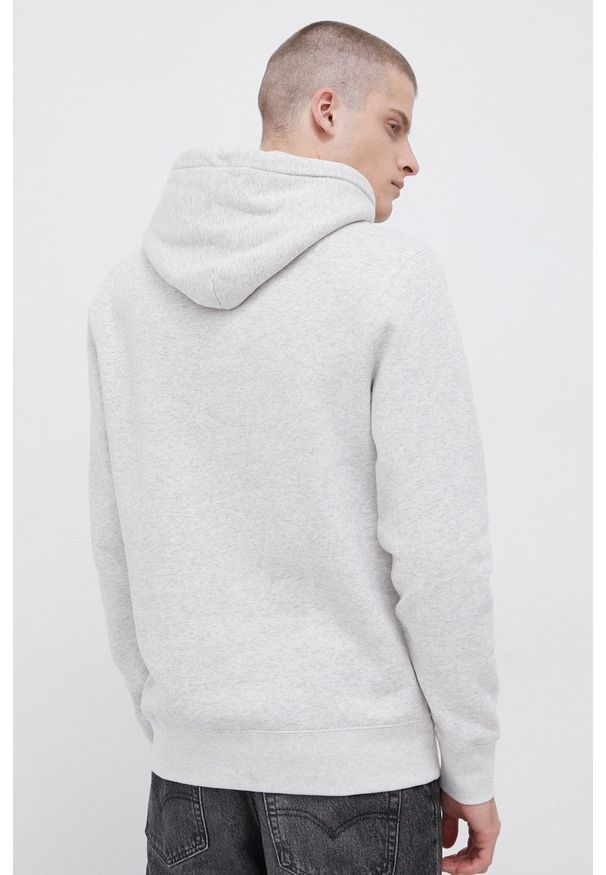 HUF Bluza męska kolor szary z kapturem z aplikacją. Okazja: na co dzień. Typ kołnierza: kaptur. Kolor: szary. Wzór: aplikacja. Styl: casual
